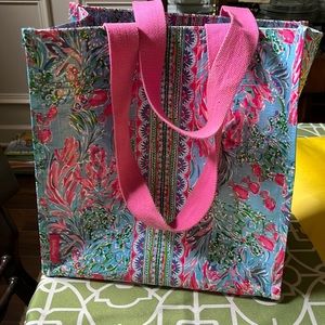 GUC Lily Pulitzer plastic covered grocery bag tote